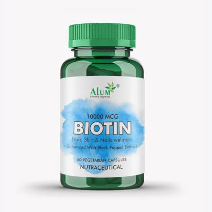 Alum Biotin 10000 MCG for Hair Growth Supplement 60 Veg Capsule Price in  India - Buy Alum Biotin 10000 MCG for Hair Growth Supplement 60 Veg Capsule  online at 