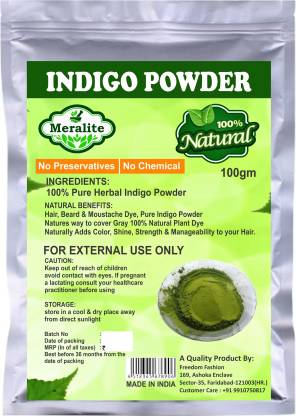Meralite Pure Organic 100% Natural Indigo Powder For Hair Color - Price in  India, Buy Meralite Pure Organic 100% Natural Indigo Powder For Hair Color  Online In India, Reviews, Ratings & Features 