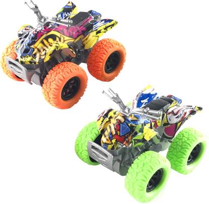 Miss & Chief 2 pack Friction Powered Monster Rock Cars with rubber tyres