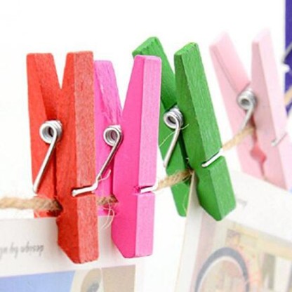 MEJOSER 100 Pieces Mini Wooden Clips Christmas Mini Photo Paper Pegs Glitter Red Gold Hanging Pegs Photo Pins for Craft 