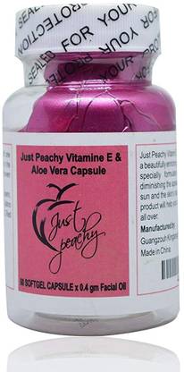 Just Peachy Vitamin E & Aloe-Vera Soft-gel Facial Capsule (60 capsules) (Pink)