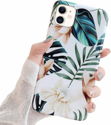 Vonzee Back Cover For Iphone 11 Case For Girls Green Leaves With White Brown Flowers Pattern Design Case Cover Vonzee Flipkart Com