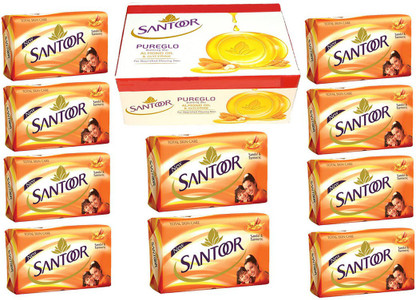 santoor pureglo glycerine soap with almond oil and glycerine