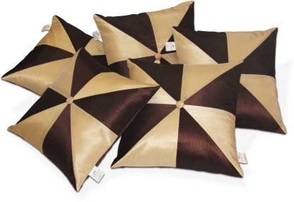 ZIKRAK EXIM Printed Cushions Cover  (Pack of 5, 30 cm*30 cm, Beige, Brown)