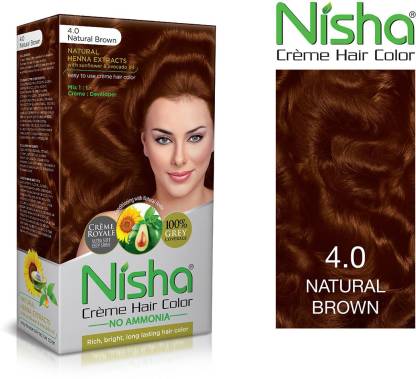 Nisha Creme Hair Color 4 NATURAL BROWN , Natural Brown - Price in India,  Buy Nisha Creme Hair Color 4 NATURAL BROWN , Natural Brown Online In India,  Reviews, Ratings & Features 