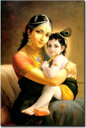 Baby Krishna Paintings Collection Yashoda With Krishna Waterproof Vinyl Sticker Poster For Home Decor Office Hall Living Room Bedroom Kids Room 12x18 Fine Art Print Religious Posters In India Buy Art Film Design