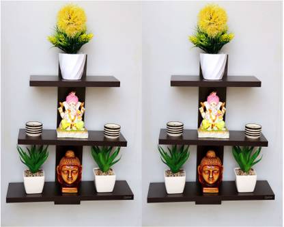 Captiver Set 2 Batten Decorative Wall Mounted Shelf Wooden Set Of 3 Wenge Rack Book Shelves Stand Brackets Unit Furniture Office Drawing Holder Particle Board Wall Shelf Price In India Buy Captiver Set 2