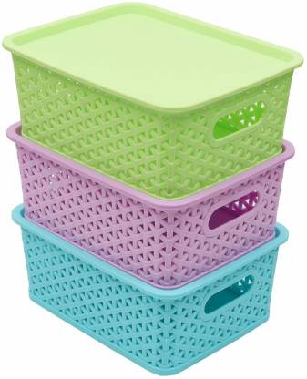 Abtrix With Ab Storage Basket Lid Plastic Box Bin Anizer For Home Kitchen In India - A B Home Decorative Box