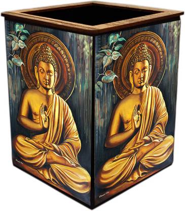 Poster N Frames 1 Compartments wooden Colorful Wooden Pen Stand with photo of Birds # Return Gift # Office Stationery Pen Holder # Paper wieght # Desk organiser  (Multicolor)