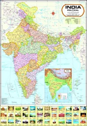 India Map : Political - Wall Chart Photographic Paper - Maps, Educational  posters in India - Buy art, film, design, movie, music, nature and  educational paintings/wallpapers at 