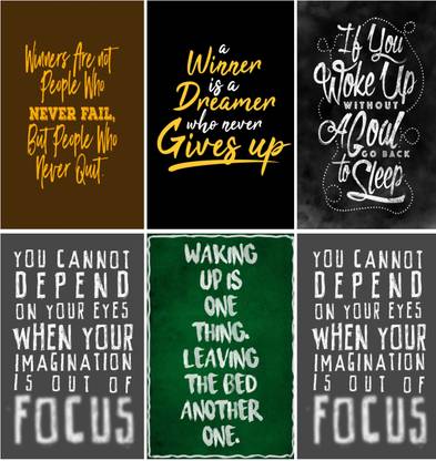 Combo Of 6 Motivational Posters Inspirational Quotes And Designs For Home Work Restaurants Office Cafe Study Room 13x19 Inches 300 Gsm Thick Paper With Matte Finish Paper Print Quotes Motivation