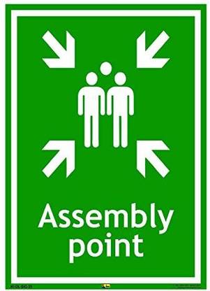 Mr. SAFE Assembly Point Sign In Self Adhesive Stickers (12 Inch X 18 ...