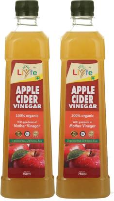 LIYFE Organic Apple Cider Vinegar with Mother of Vinegar for Weight Loss Vinegar  750 ml (Pack of 2) Vinegar