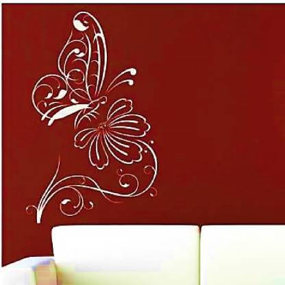 shine interiors Wall Stencil Design Reusable Home Decore Size (24X40 Inch) Butterfly With Flower Stencil