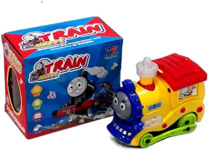 ALLAMWAR Musical Toy Locomotive Engine Toy Train with Lights, Bump and Go Action