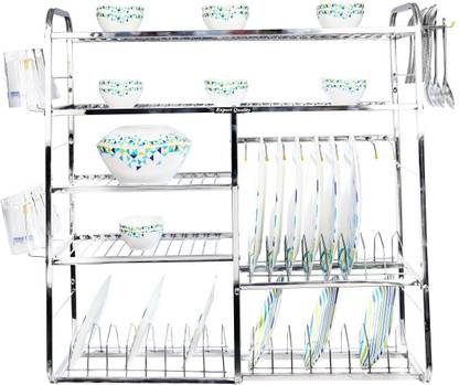 Fortune Blu Stainless Steel 5 Layer Wall Mount Kitchen Dish Rack Cutlery In India - Wall Mounted Kitchen Rack Steel Fortune Blu Stainless Steel 5 Layer Wall Mount Kitchen Dish Rack Cutlery In India - Wall Mounted Kitchen Rack Steel