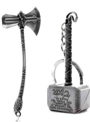 WILD I Thor Hammer with Axe Combo Key Chain