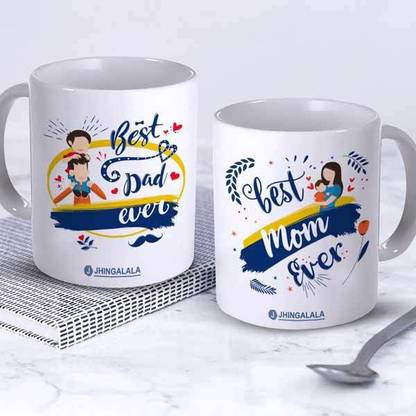 GiftOwl Best Dad Ever and Best Mom Ever Printed Ceramic ...