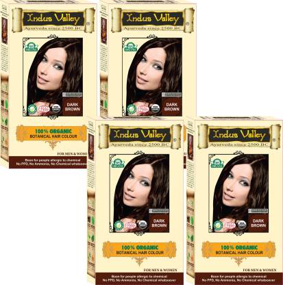 Indus Valley 100% Organic Botanical Dark Brown (Also suitable for pregnant  women & Lactating Mothers) Set of 4- One Touch Pack- , Dark Brown - Price  in India, Buy Indus Valley 100%