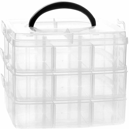 Plastic Organizer with Adjustable Dividers for Bead,Crafts,Tackle Box,Screw,Embroidery Floss Fishing Beads 1Pcs 24 Grids Craft Organizers and Storage 