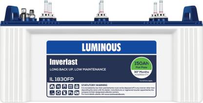 Luminous Inverlast Il10fp 150 Ah Flat Plate Battery Flat Plate Inverter Battery Price In India Buy Luminous Inverlast Il10fp 150 Ah Flat Plate Battery Flat Plate Inverter Battery Online At Flipkart Com