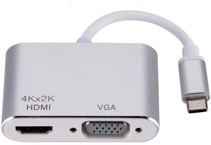 USB C to HDMI VGA Adapter 2 IN 1,USB 3.1 Type C Hub to VGA HDMI UHD Converter Adaptor Dual Screen Display Compatible with New iPad Pro,2018/2017/2016 MacBook Pro,Galaxy S9/Note 8/S8,Dell,HP and More 