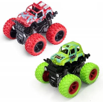 InfiDeals Push and Go Car Toy, Monster Truck Toys,360 Degree Stunt Car (Pack of 2)