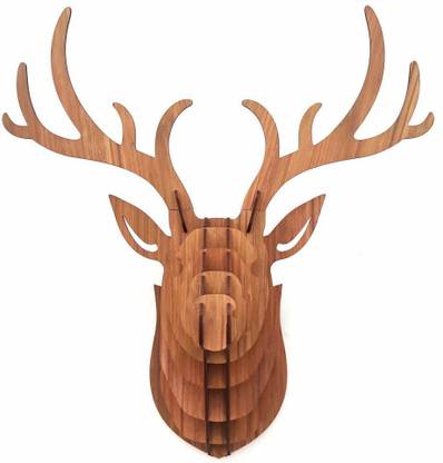 Indiroyally Deer Animal Head Sculpture Creative Wall Decor Hanging 3D Puzzle Wooden Animal Head Wildlife Art Christmas Reindeer ( Indiroyally Deer Animal Head Sculpture Creative Wall Decor Hanging 3D Puzzle Wooden Animal Head Wildlife Art Christmas Reindeer (