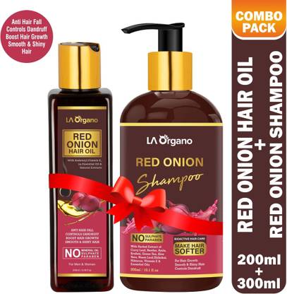 La Organo Red Onion Hair Oil Red Onion Shampoo For Healthy Hair Growth Make Hair Softer Combo For Men Women Price In India Buy La Organo Red Onion Hair Oil Red Onion Shampoo For