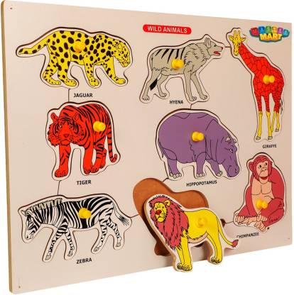 Mastermart Wooden Wild Animal Puzzle For Kids Education, Kid Learning For  1,2,3,4 Year Old Kid- Multicolor (Set of 8 Animals) - Wooden Wild Animal  Puzzle For Kids Education, Kid Learning For 1,2,3,4