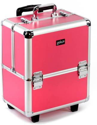Doctor Le Parco Vanity Case Makeup Trolley Box Pink And Silver Frame Make Up In India Doctor Le Parco Vanity Case Makeup, Pink Makeup Vanity Trolley