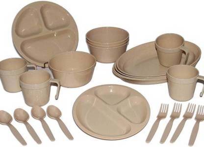 Inllex Pack Of 24 Plastic Outdoor Picnic Dining Utensils Set With Separator Plate Bowls Forks Spoons Cups Oval Tableware Dinner In India Forks Spoons Cups Oval Plate, Plastic Outdoor Dining Tableware