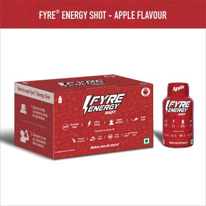Fyre Energy Shot - Apple Flavour - Pack of 6 Servings (6 Bottles x 60mL each) Energy Drink