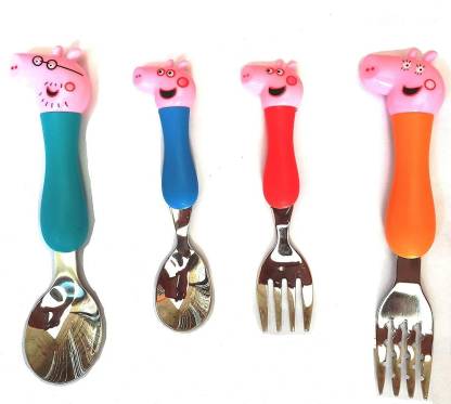FunBlast Cute Cartoon Fork and Spoon Set for Kids | Stainless Steel Spoon &  Fork Set for Baby Stainless Steel, Plastic Cutlery Set Price in India - Buy  FunBlast Cute Cartoon Fork