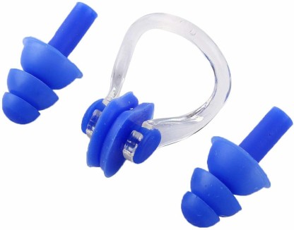BRBD 4Sets Waterproof Silicone String Swimming Earplugs Dotted Nose Clips for Protecting Ears and Nose In Water 