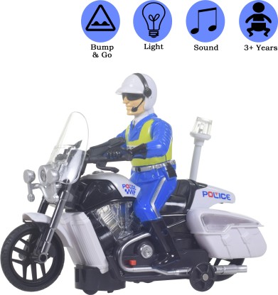 Pull Back Toy Motorcycle with Sound and Light Toy,Toy Motorcycles for Boy,Toys for 3-9 Year Old Boys White Police Motorcycle Toy 