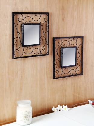 Hosley Decorative Square Iron Wall, Decorative Wall Mirrors Set Of 2