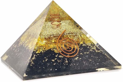 Yellow Onyx Gemstone Orgone Crystal Pyramid EMF Protection Chakra Balancing 