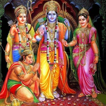 Hanuman Ji with Shree Ram Sita ji and Laxman Ji Poster Paper Print (12 inch X 18 inch, Rolled) Paper Print - Decorative posters in India - Buy art, film, design, movie,