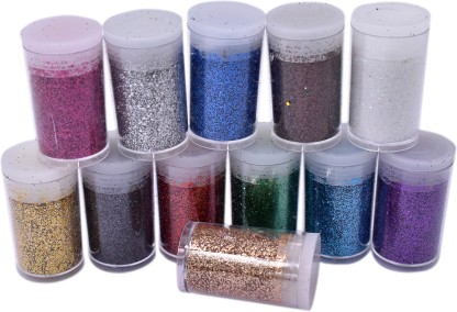 Craft Glitter Powder Collection Pack Sparkling 12 Color Pack by INKADINKADO New 