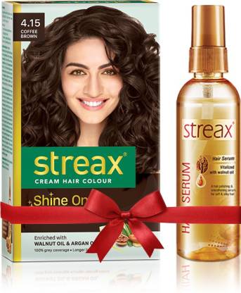 Streax Walnut Hair Serum 100Ml + Regular Coffee Brown  Hair colour  Price in India - Buy Streax Walnut Hair Serum 100Ml + Regular Coffee Brown   Hair colour online at 