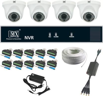 Mx Ip Cctv Cameras 2 Megapixel Kit 4 Channel Hd System W Rj45 Plug Cat6 Cable Power Supply 1 Nvr 30 Mtrs Security Camera Price In India Buy Mx Ip