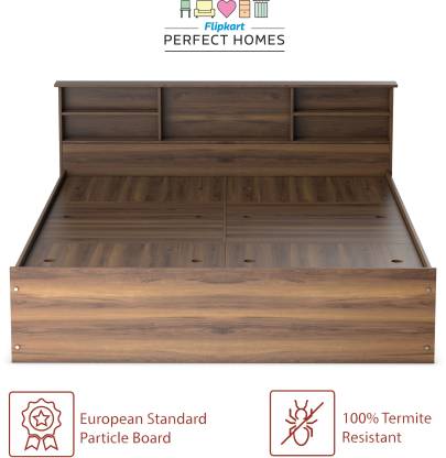 Latin Walnut Finish Opus Engineered Wood Queen Box Bed