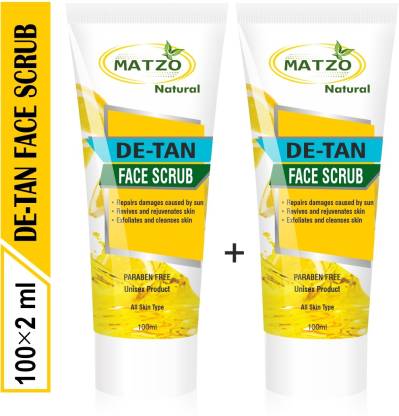 Matzo Natural De-Tan Face Scrub, SLS Free Paraben Free, Face Scrub