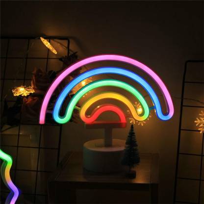 XERGY Colorful Rainbow LED Neon Light with Holder Base, Battery Operated,  Kids Neon Table Lamps Rainbow Shape Decorations, Neon Gift for Party  Christmas Birthday Bedroom Decor Table Lamp Price in India -