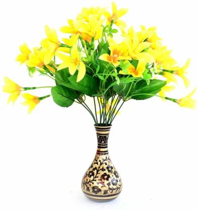 Ashiyanadecors Yellow Orchids Artificial Flower  with Pot