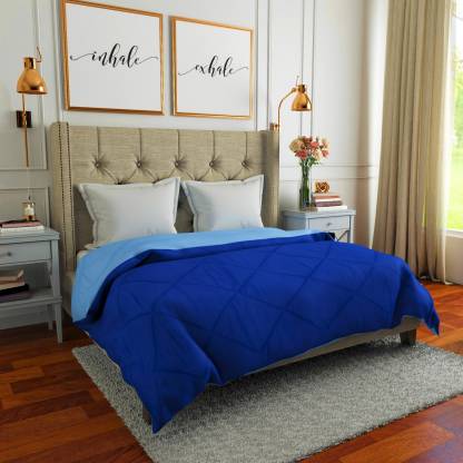 Flipkart Perfect Homes Solid Double Comforter For Mild Winter  (Polyester, Light Blue, Dark Blue)