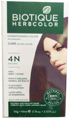BIOTIQUE Bio Hair Colour N4 50gm+110ml , Brown - Price in India, Buy  BIOTIQUE Bio Hair Colour N4 50gm+110ml , Brown Online In India, Reviews,  Ratings & Features 