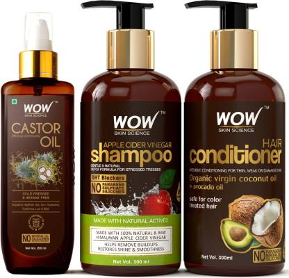 WOW SKIN SCIENCE Complete Hair Strengthening Kit - (Castor Oil + Apple  Cider Vinegar Shampoo + Hair Conditioner)700mL Price in India - Buy WOW  SKIN SCIENCE Complete Hair Strengthening Kit - (Castor