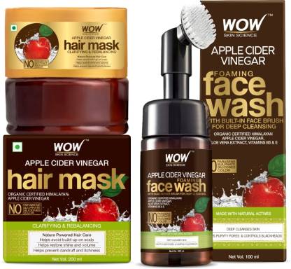 WOW SKIN SCIENCE Skin Brightening Kit - (Apple Cider Vinegar Foaming Face  Wash with brush + Apple Cider Vinegar Hair Mask) 300mL Price in India - Buy  WOW SKIN SCIENCE Skin Brightening